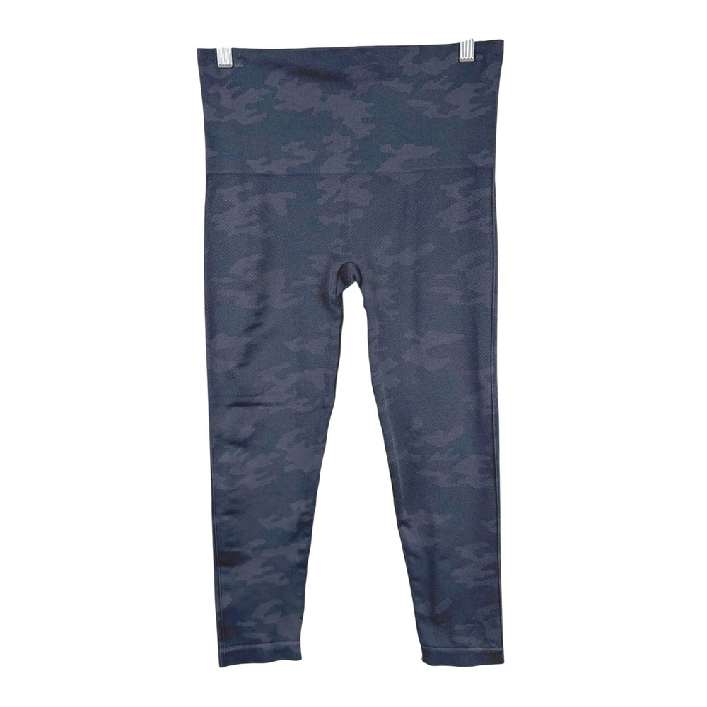 Spanx Dark Camo Stretch Pant Tights Blue Gray Large Shape Wear